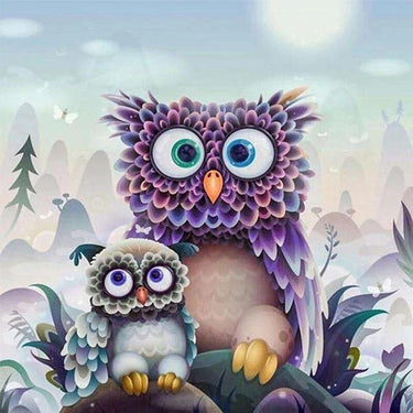 Diamond Painting De Nieuwsgierige Uiltjes met Ronde steentjes 100x100 - Beste Kwaliteit